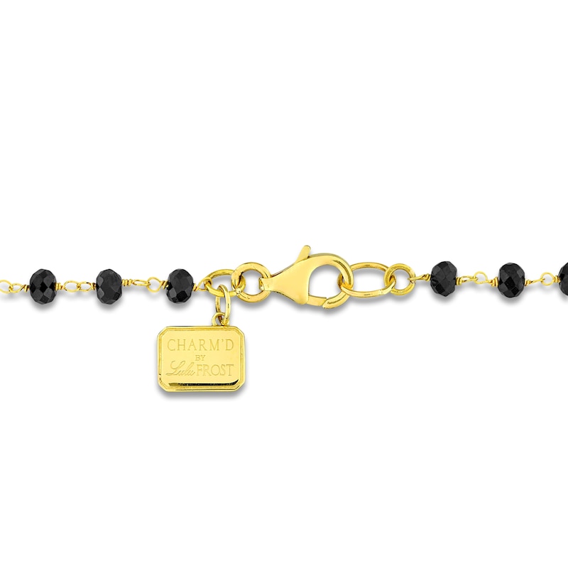 Charm'd by Lulu Frost Natural Black Spinel Bead Necklace 10K Yellow Gold 18.75"