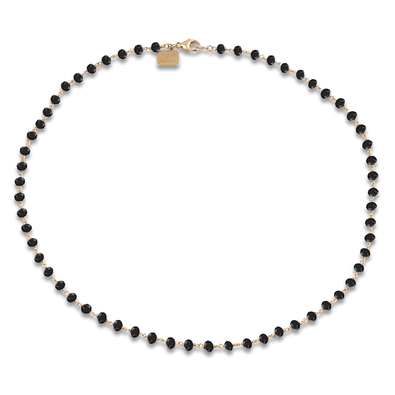 Charm'd by Lulu Frost Natural Black Spinel Bead Necklace 10K Yellow Gold 18.75"