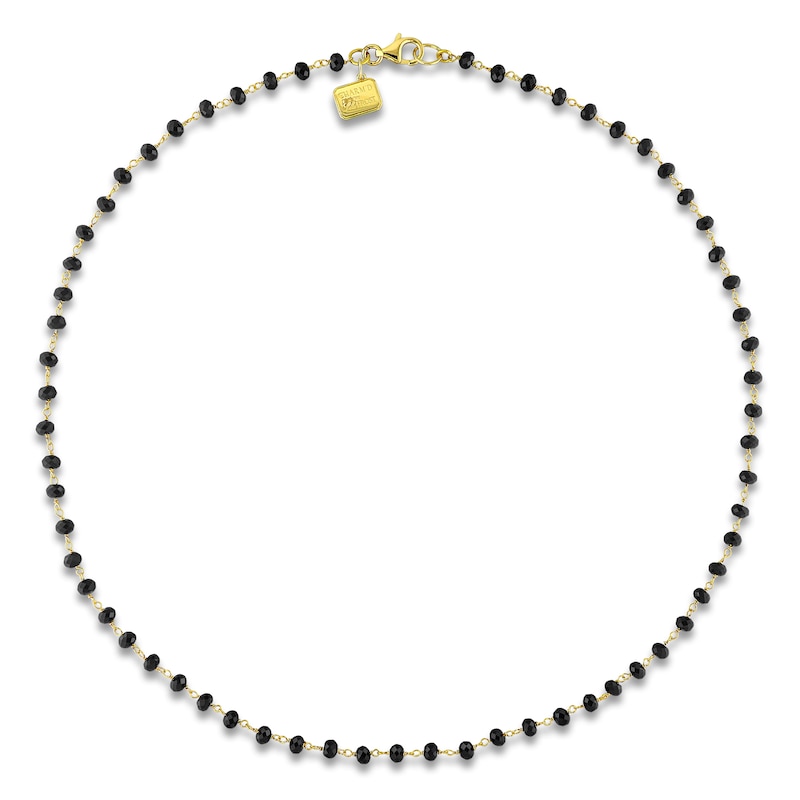 Charm'd by Lulu Frost Natural Black Spinel Bead Necklace 10K Yellow Gold 18.75"