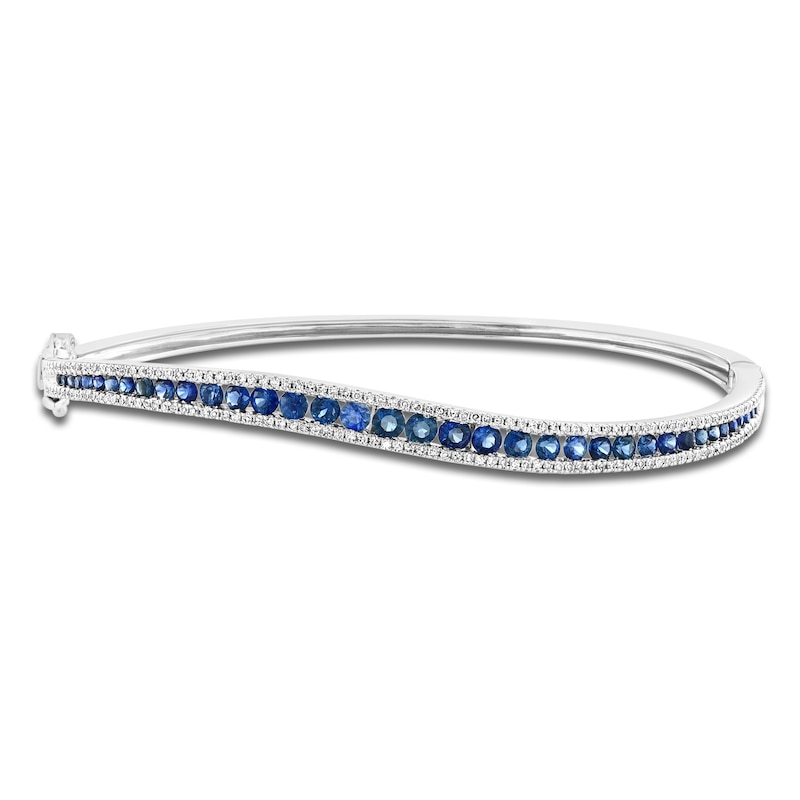 Main Image 1 of LALI Jewels Natural Blue Sapphire & Diamond Bangle Bracelet 1/2 ct tw 14K White Gold