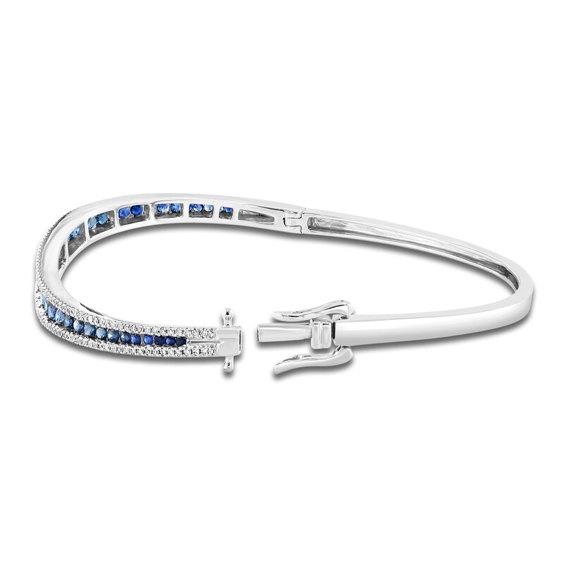 Main Image 2 of LALI Jewels Natural Blue Sapphire & Diamond Bangle Bracelet 1/2 ct tw 14K White Gold