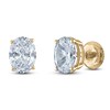 Thumbnail Image 2 of Oval-Cut Lab-Grown Diamond Solitaire Stud Earrings 3/4 ct tw 14K Yellow Gold (F/SI2)