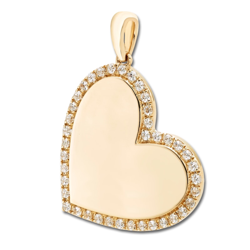 Engravable Diamond Heart Charm 1/4 ct tw Round 14K Yellow Gold