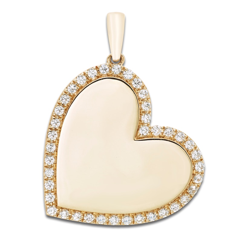 Engravable Diamond Heart Charm 1/4 ct tw Round 14K Yellow Gold