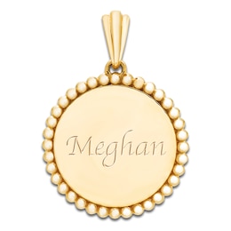 Engravable High-Polish Round Charm 14K Yellow Gold