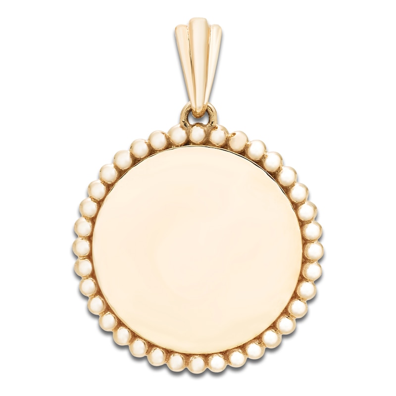 Engravable High-Polish Round Charm 14K Yellow Gold