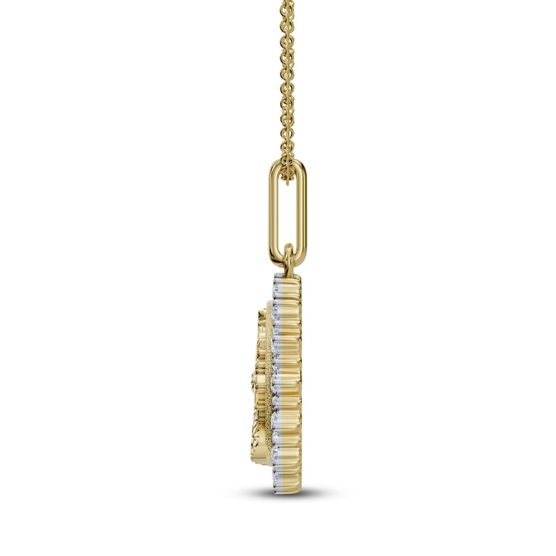 Main Image 2 of Diamond Dragon Medallion Necklace 1/4 ct tw 10K Yellow Gold 18"