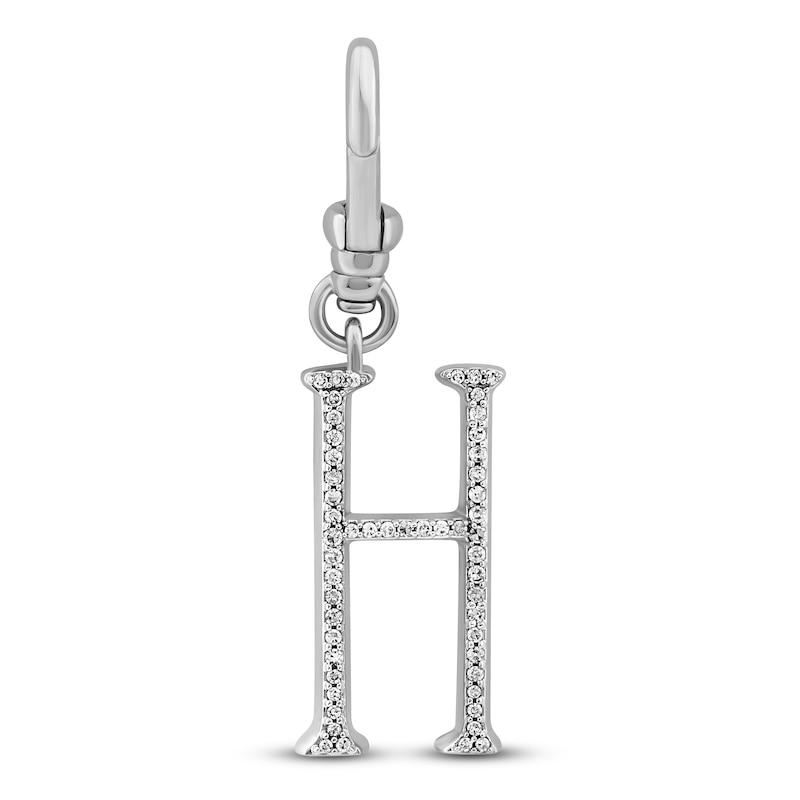 Main Image 1 of Charm'd by Lulu Frost Diamond Letter H Charm 1/10 ct tw Pavé Round 10K White Gold