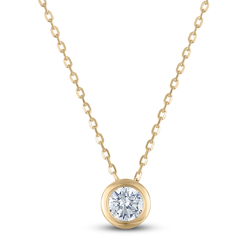 Certified Diamond Bezel-Set Solitaire Necklace 1/4 ct tw 14K Yellow Gold 18" (I1/I)