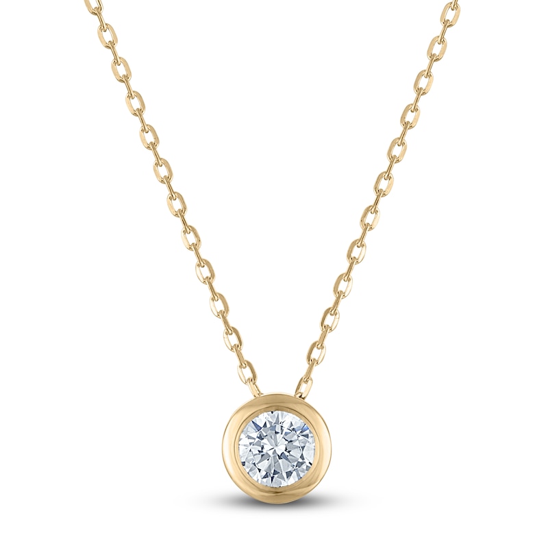 Main Image 1 of Certified Diamond Bezel-Set Solitaire Necklace 1/4 ct tw 14K Yellow Gold 18" (I1/I)