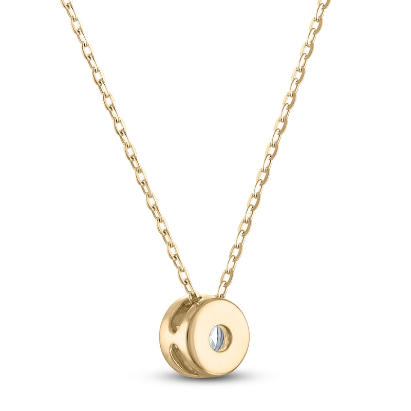 Main Image 3 of Certified Diamond Bezel-Set Solitaire Necklace 1/4 ct tw 14K Yellow Gold 18" (I1/I)