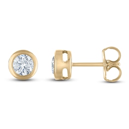 Certified Diamond Bezel-Set Solitaire Stud Earrings 1/2 ct tw 14K Yellow Gold (I1/I)