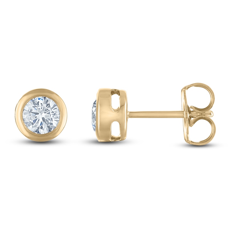 Certified Diamond Bezel-Set Solitaire Stud Earrings 1/2 ct tw 14K Yellow Gold (I1/I)