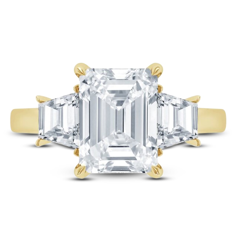 Main Image 3 of Pnina Tornai Lab-Grown Diamond Emerald & Trapezoid-Cut Three-Stone Engagement Ring 5-1/8 ct tw 14K Yellow Gold