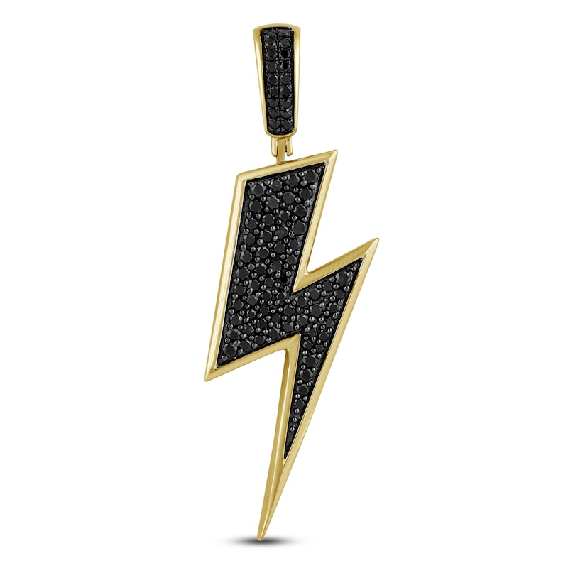 Black Diamond Lightning Bolt Charm 1 ct tw 10K Yellow Gold