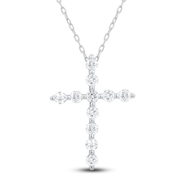 Diamond Cross Necklace 3/4 ct tw 10K White Gold 18"