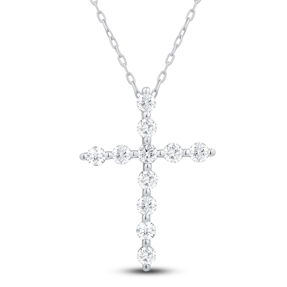 Diamond Cross Necklace 3/4 ct tw 10K White Gold 18"