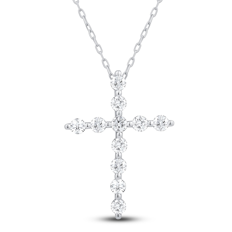 Main Image 1 of Diamond Cross Necklace 3/4 ct tw 10K White Gold 18"