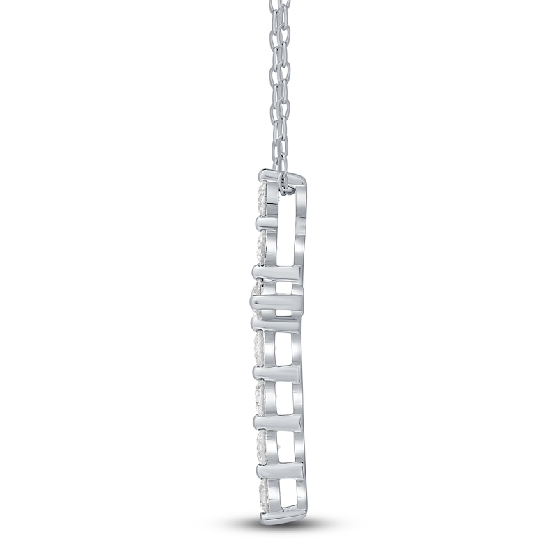 Main Image 2 of Diamond Cross Necklace 3/4 ct tw 10K White Gold 18"