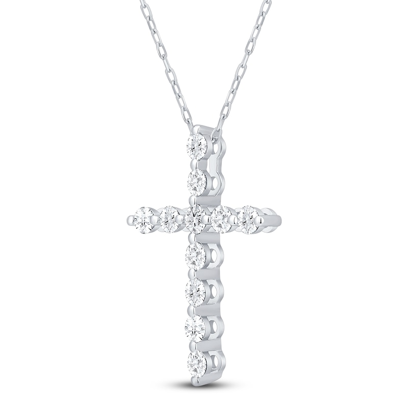 Main Image 3 of Diamond Cross Necklace 3/4 ct tw 10K White Gold 18"