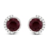Thumbnail Image 1 of Lab-Created Ruby & Diamond Stud Earrings 1/10 ct tw 10K White Gold