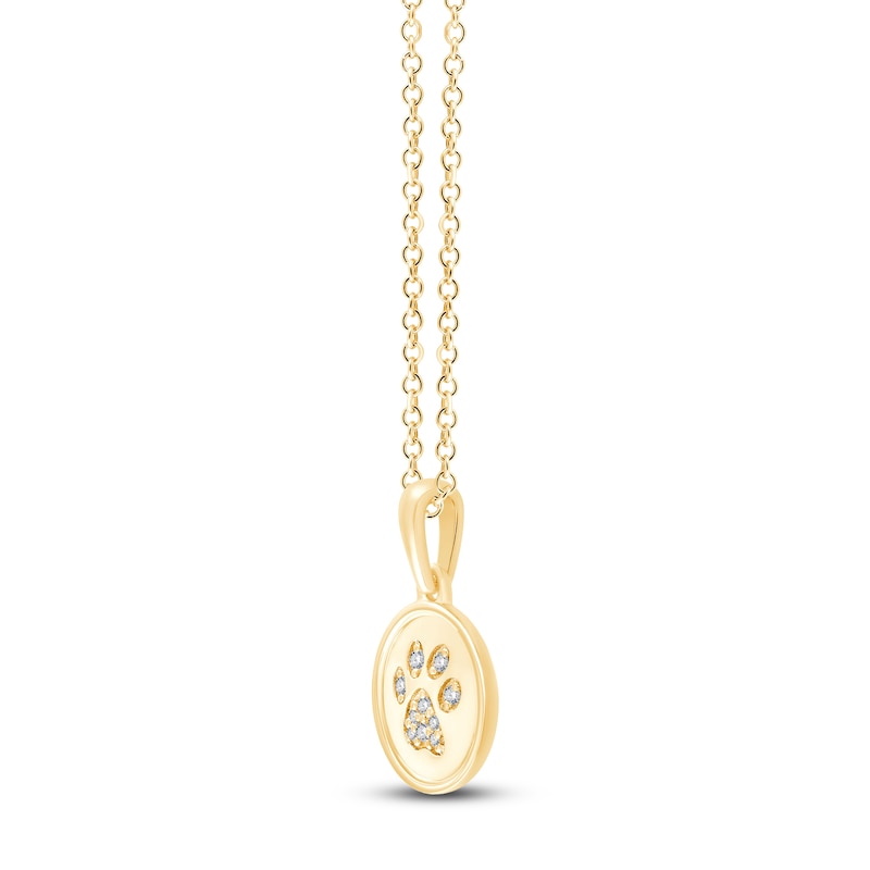 Main Image 2 of Children's Diamond Paw Print Disc Necklace 1/20 ct tw 14K Yellow Gold 13"