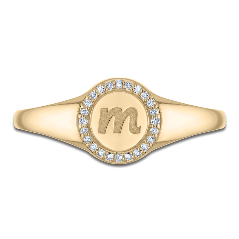 Main Image 3 of Diamond Engravable Initial Circle Ring 1/10 ct tw 14K Yellow Gold