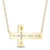 Thumbnail Image 3 of Shy Creation Baguette & Round-Cut Diamond Sideways Cross Necklace 1/3 ct tw 14K Yellow Gold 18" SC55007318V2