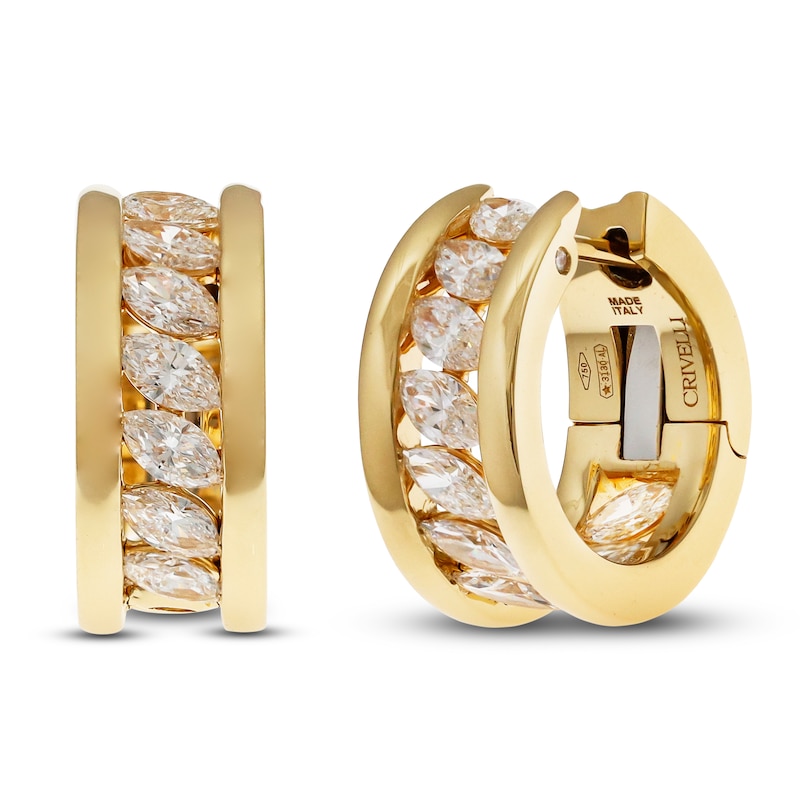 Main Image 2 of Crivelli Marquise-Cut Diamond Hoop Earrings 2 ct tw 18K Yellow Gold