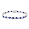 Thumbnail Image 1 of Oval-Cut Blue Lab-Created Sapphire & White Lab-Created Sapphire Bracelet Sterling Silver 7"