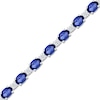 Thumbnail Image 2 of Oval-Cut Blue Lab-Created Sapphire & White Lab-Created Sapphire Bracelet Sterling Silver 7"