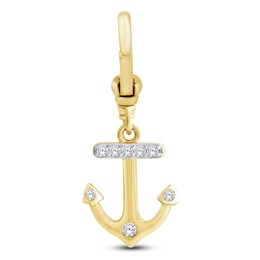 Charm'd by Lulu Frost White Diamond Anchor Charm 1/10 ct tw 10K Yellow Gold
