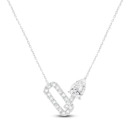 Pear-Shaped Lab-Grown Diamond Link Necklace 1-1/2 ct tw 14K White Gold 18"