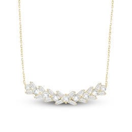 Baguette & Round-Cut Lab-Grown Diamond Smile Necklace 1 ct tw 14K Yellow Gold 18"