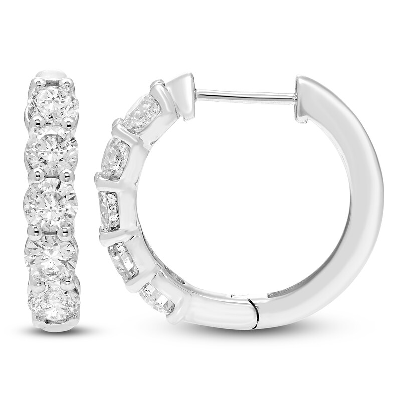 Main Image 1 of Brilliant Moments Diamond Five-Stone Hoop Earrings 3 ct tw 14K White Gold