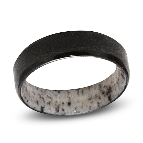 Rare Bond Men's Antler Sleeve Wedding Band Black Zirconium 7mm