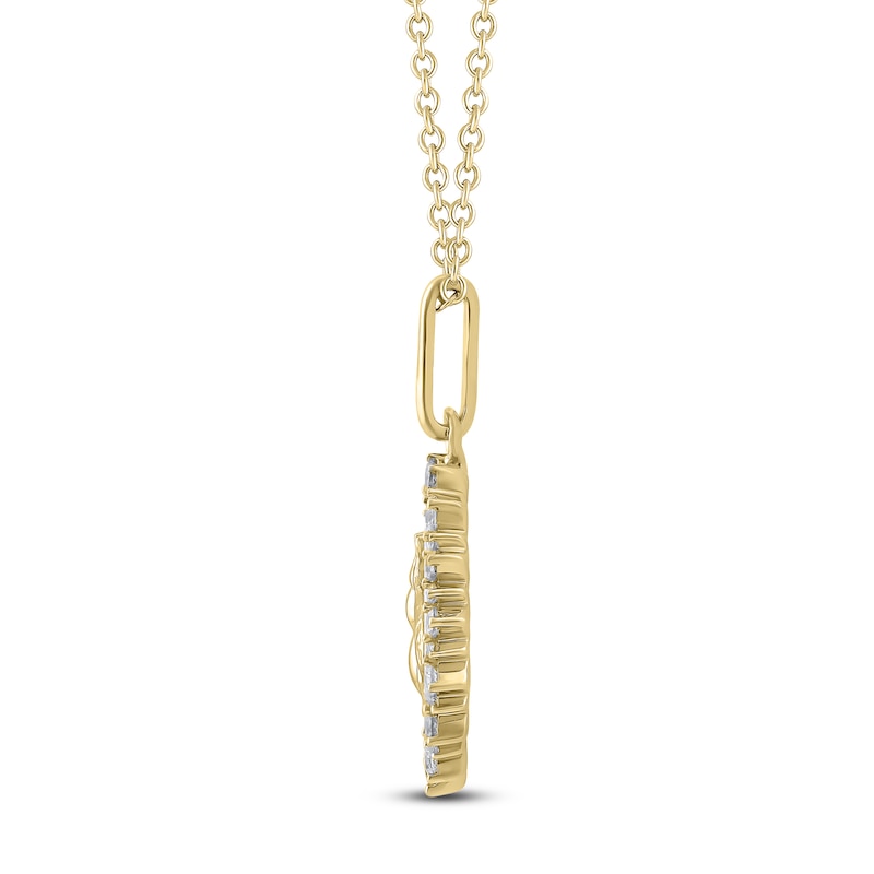 Main Image 3 of Diamond Bee Medallion Necklace 1/4 ct tw 10K Yellow Gold 18"