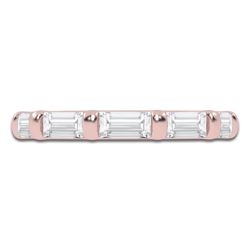 Main Image 3 of Certified Baguette-Cut Created By Jared Studio Lab-Created Diamond Five-Stone Anniversary Ring 1 ct tw 14K Rose Gold