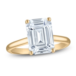 Emerald-Cut Lab-Grown Diamond Solitaire Plus Engagement Ring 3 ct tw 18K Yellow Gold (VS2/F)