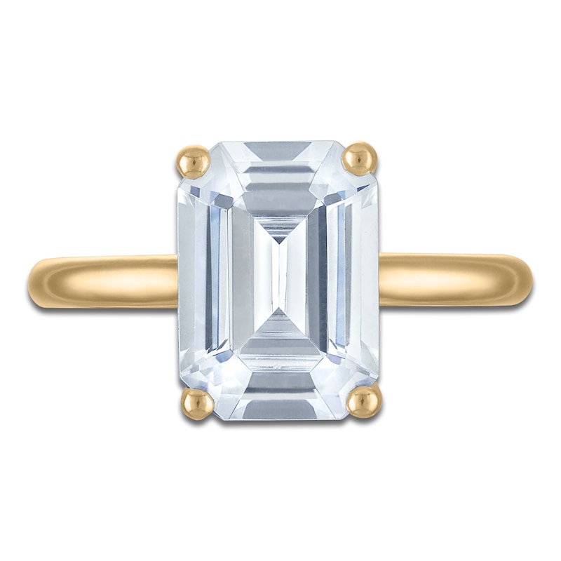 Main Image 3 of Emerald-Cut Lab-Grown Diamond Solitaire Plus Engagement Ring 3 ct tw 18K Yellow Gold (VS2/F)