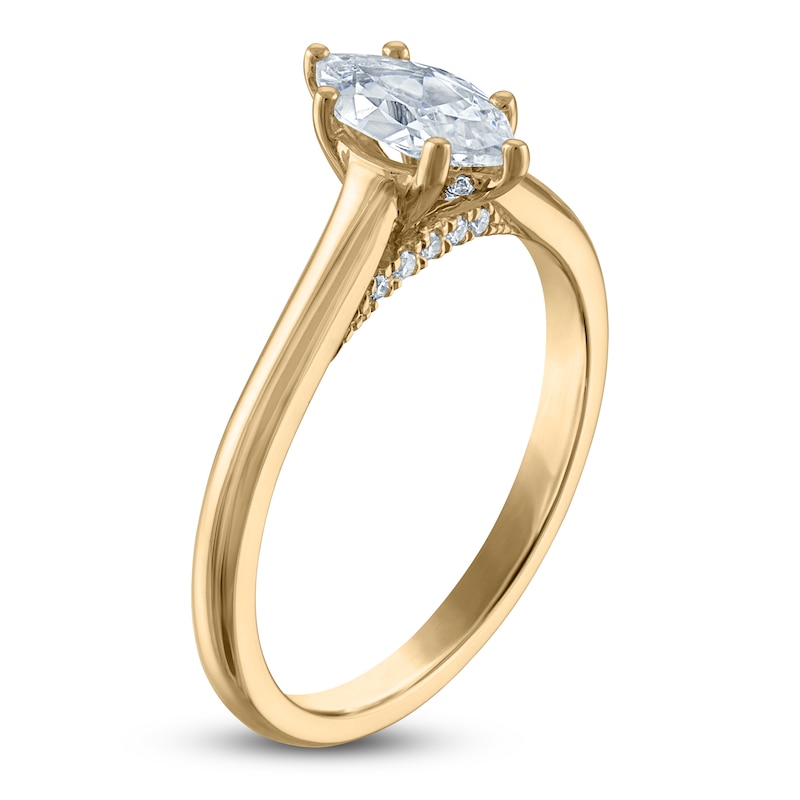 Main Image 2 of Marquise-Cut Lab-Grown Diamond Solitaire Plus Engagement Ring 7/8 ct tw 18K Yellow Gold (VS2/F)