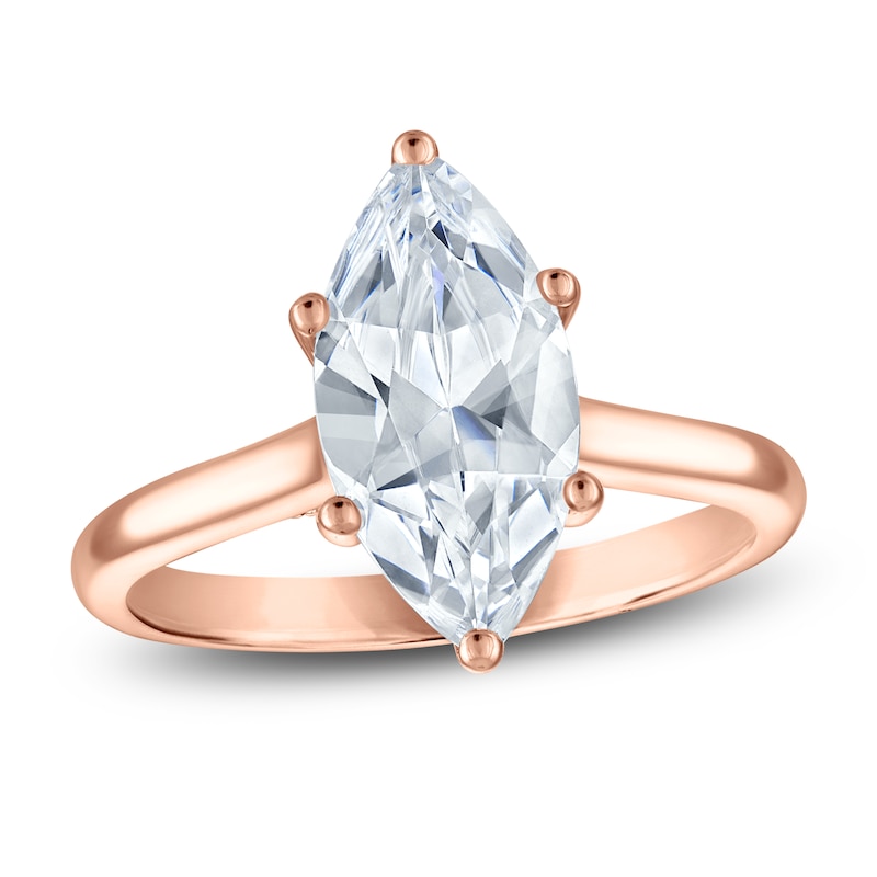 Main Image 1 of Marquise-Cut Lab-Grown Diamond Solitaire Plus Engagement Ring 2-5/8 ct tw 18K Rose Gold (VS2/F)