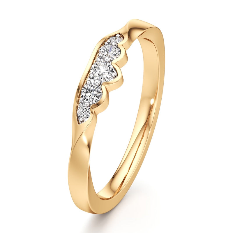 Main Image 4 of J'Lure Lab-Grown Diamond Scalloped Wedding Band 1/8 ct tw 18K Yellow Gold