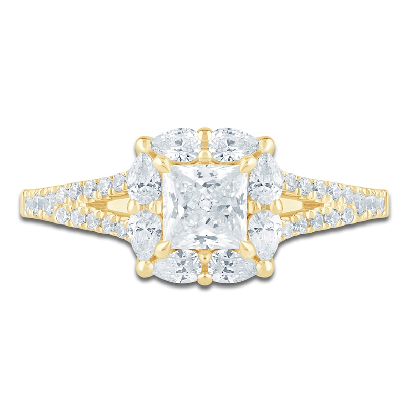 Main Image 3 of Pnina Tornai Princess-Cut Diamond Halo Engagement Ring 7/8 ct tw 14K Yellow Gold