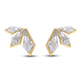 J'Lure Kite Step-Cut Lab-Grown Diamond Three-Stone Earrings 2-7/8 ct tw 14K Yellow Gold