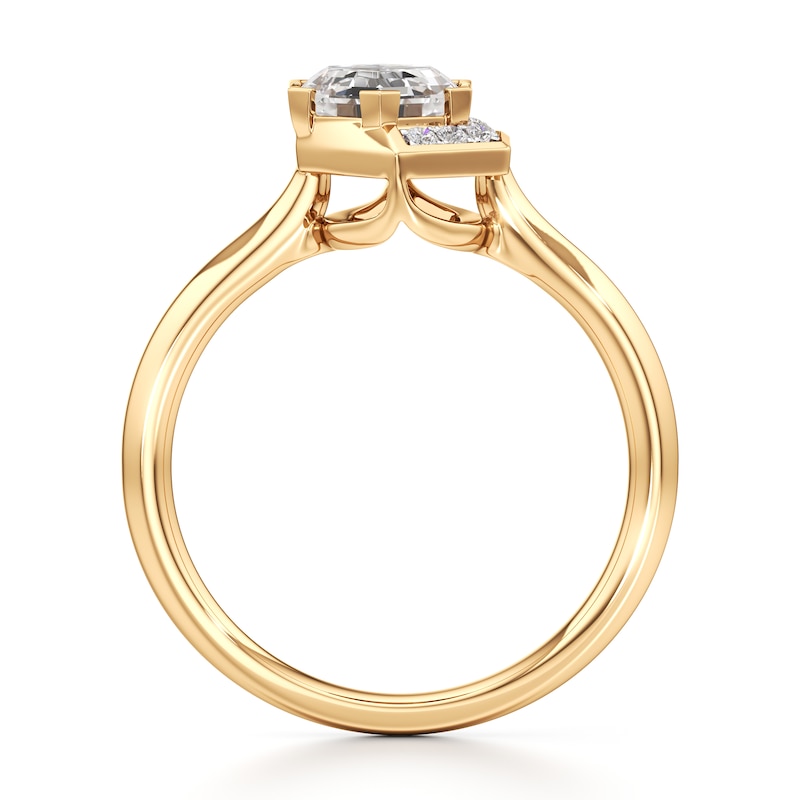 Main Image 2 of J'Lure Hexagon Step-Cut Lab-Created Diamond Half-Halo Engagement Ring 1 ct tw 18K Yellow Gold