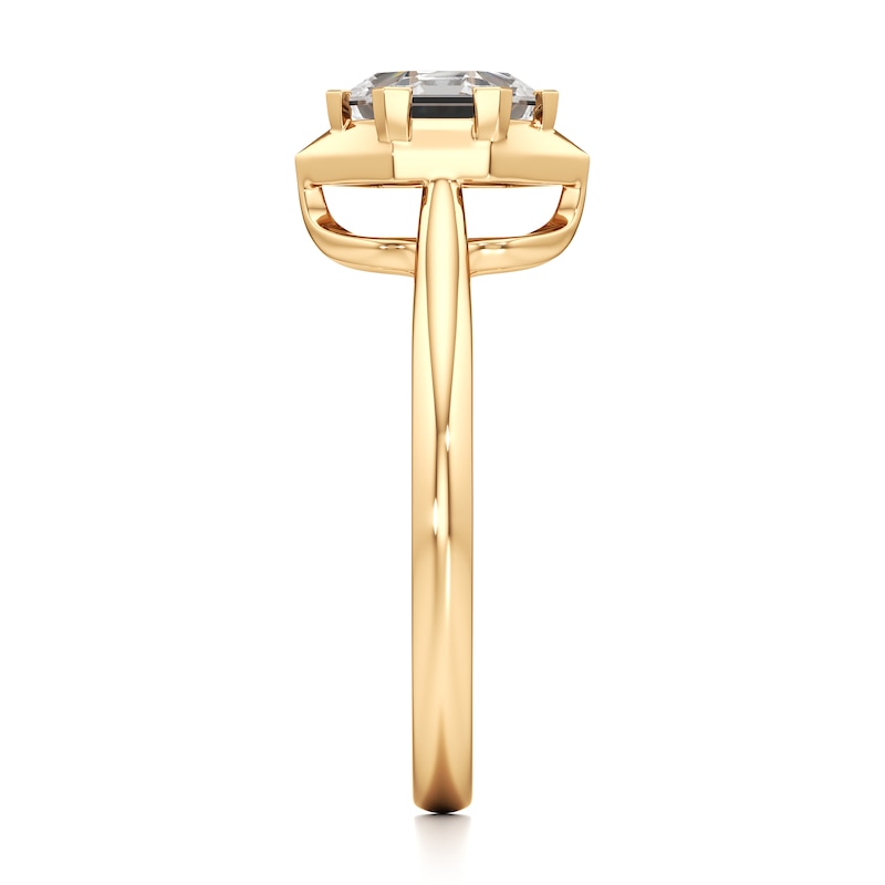 Main Image 3 of J'Lure Hexagon Step-Cut Lab-Created Diamond Half-Halo Engagement Ring 1 ct tw 18K Yellow Gold