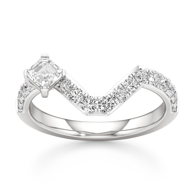 Main Image 1 of J'Lure Square-Emerald Step-Cut Lab-Created Diamond Contour Wedding Band 3/4 ct tw 18K White Gold