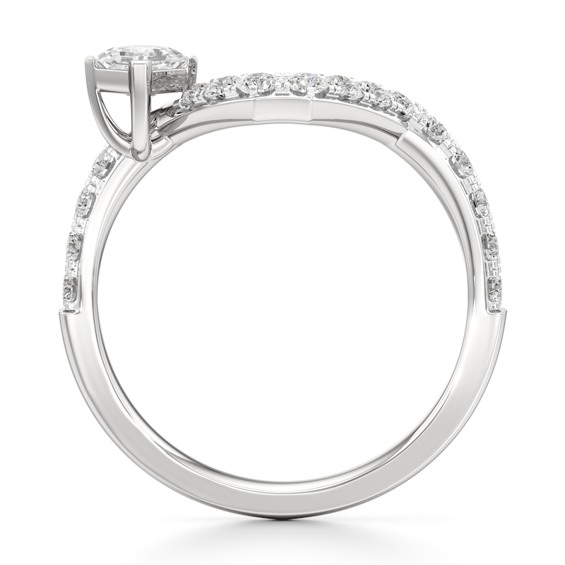 Main Image 2 of J'Lure Square-Emerald Step-Cut Lab-Created Diamond Contour Wedding Band 3/4 ct tw 18K White Gold
