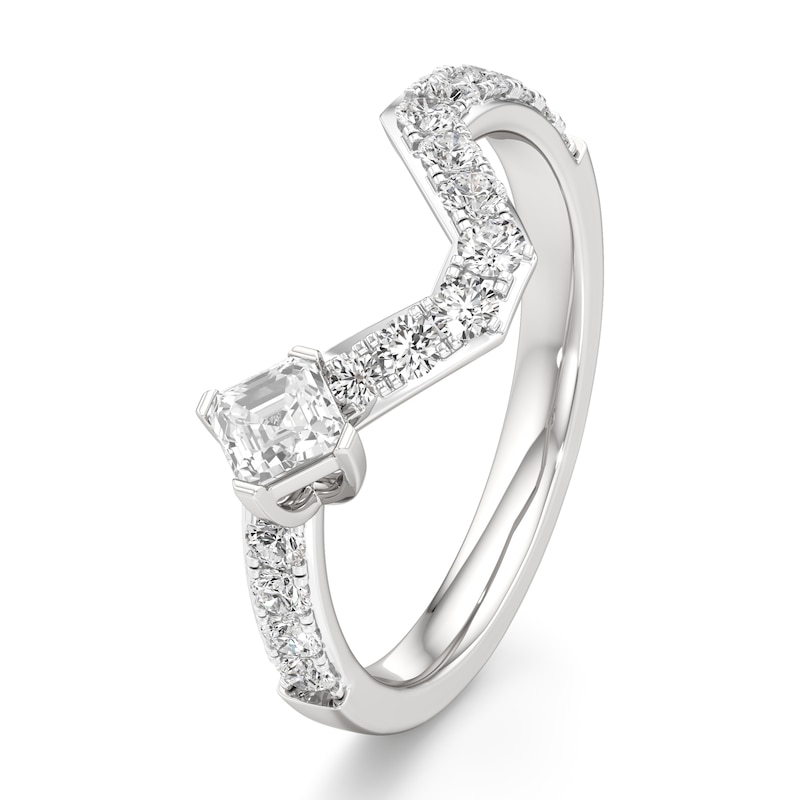 Main Image 4 of J'Lure Square-Emerald Step-Cut Lab-Created Diamond Contour Wedding Band 3/4 ct tw 18K White Gold